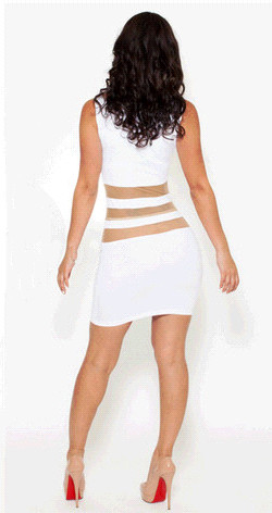 F2243  Womens Lovely White O-Neck Solid Above Knee Sleeveless Bodycon Dress